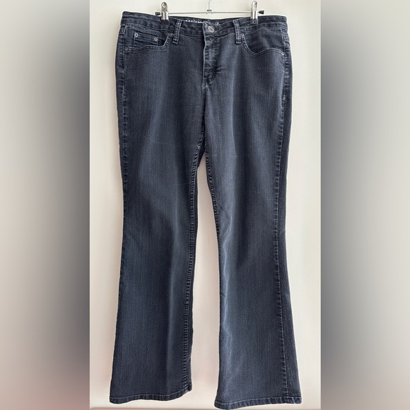 Merona Bootcut Black Denim Jeans, White Streaked Jeans, Size 14 Regular - Picture 1 of 16